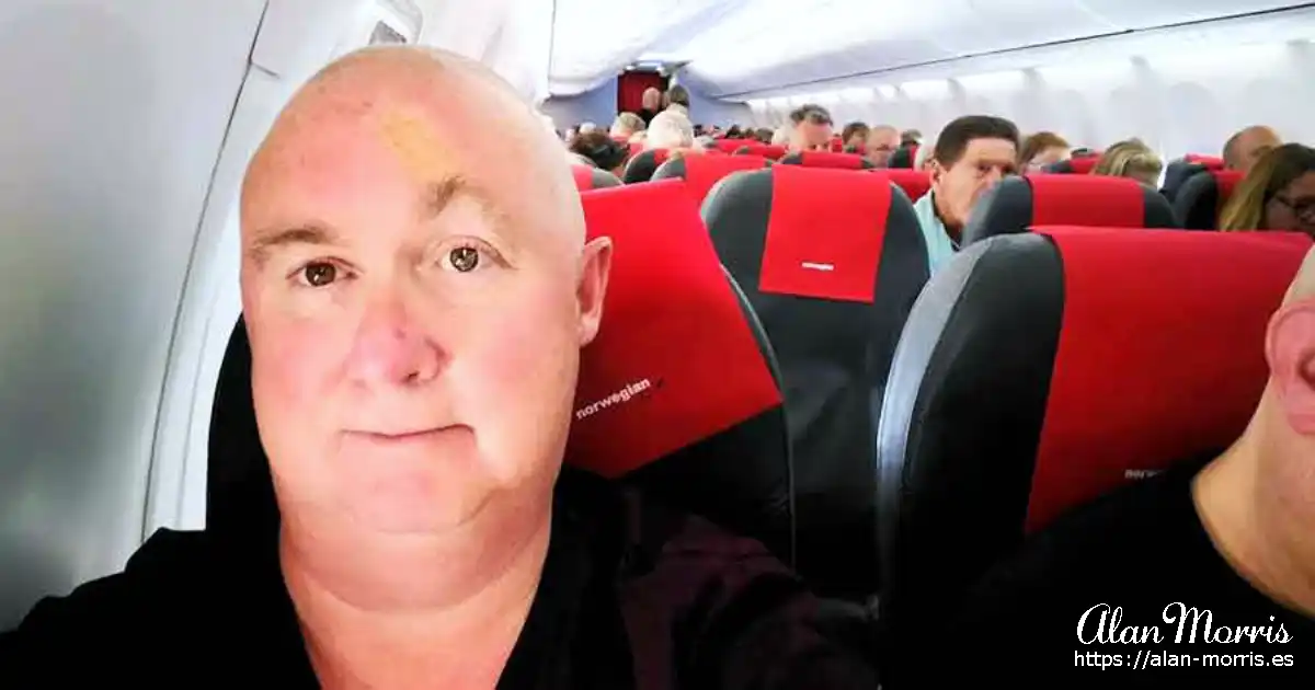 Alan Morris on a Norwegian Airlines aircraft.